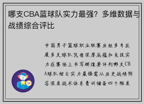 哪支CBA蓝球队实力最强？多维数据与战绩综合评比